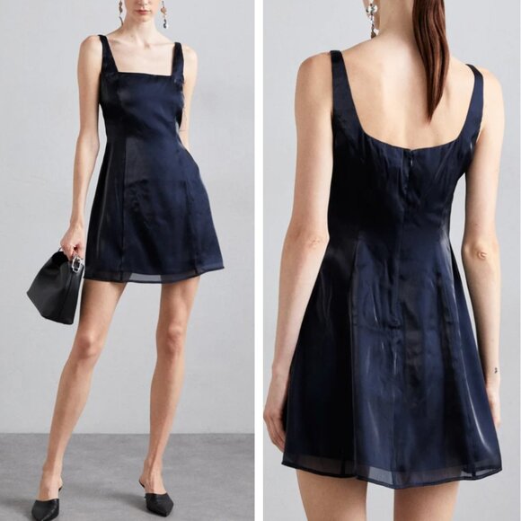 NWT STAUD Livingston Mini Dress Sz4 Navy Blue Cocktail Party Event - Picture 2 of 8